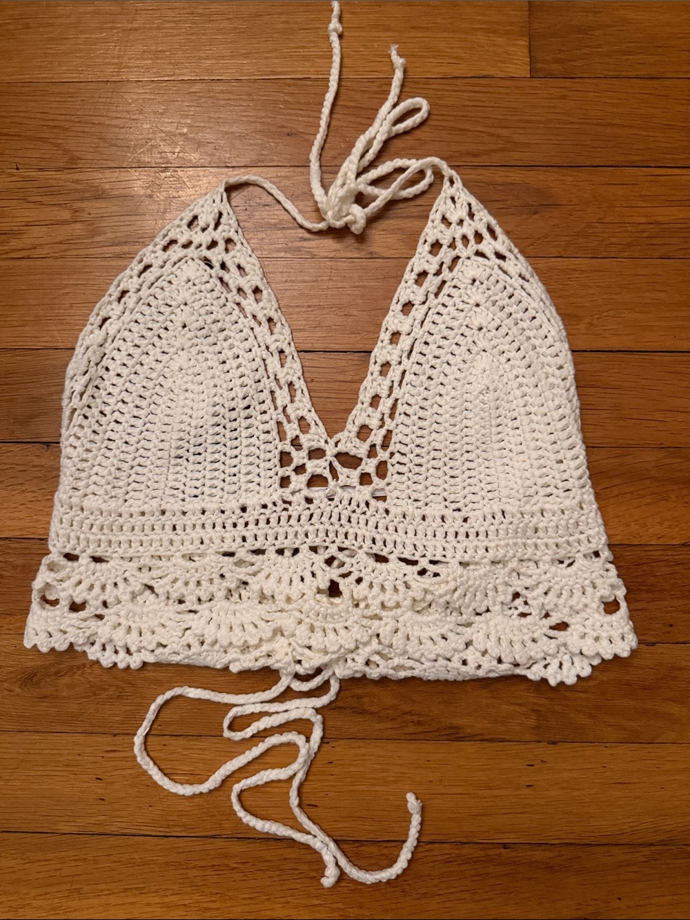 Lulu's White Crochet Halter Bralette